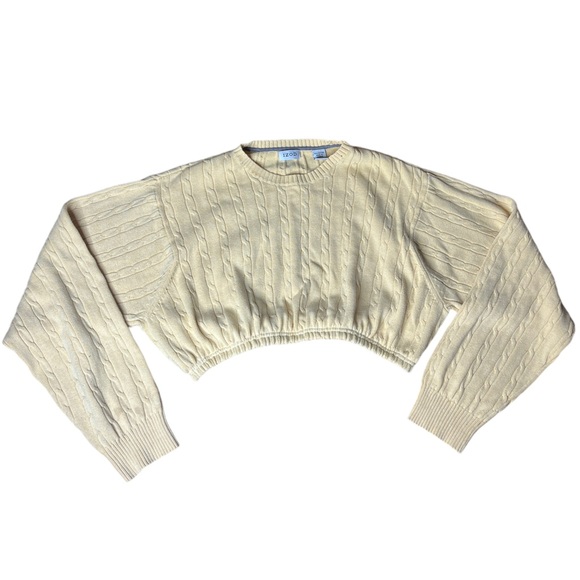 Vintage Izod Reworked Custom Yellow Cropped Crewneck Knit Sweater - Picture 3 of 4
